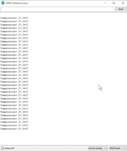 Serial monitor पर temprature print किया 