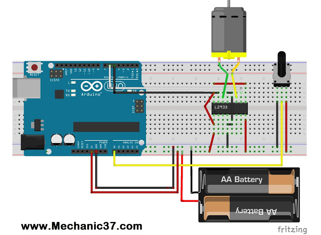 dc motor की speed control करने लिए circuit